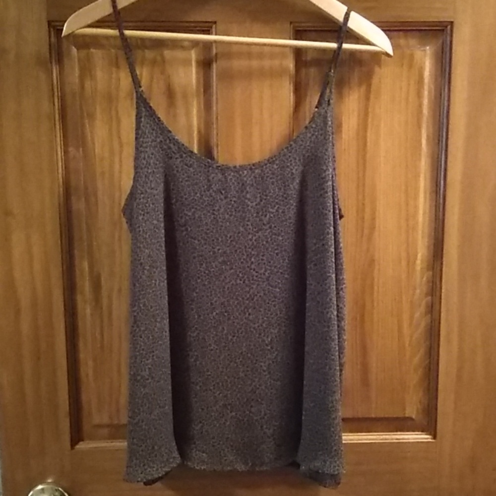Olive and black leopard print flowy tank